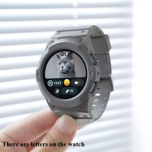 Silicone Strap+PC Case for Samsung Galaxy Watch 7/6/5/4 40MM 44MM New Mod Kit for Samsung SmartWatch Sport Loop Band Bracelet