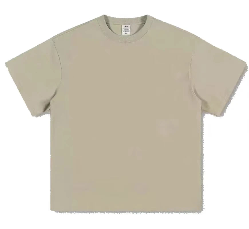 Camiseta de algodón puro resistente, negra y blanca, de 500 g, con cuello redondo, hilo grueso, manga corta y tres agujas.