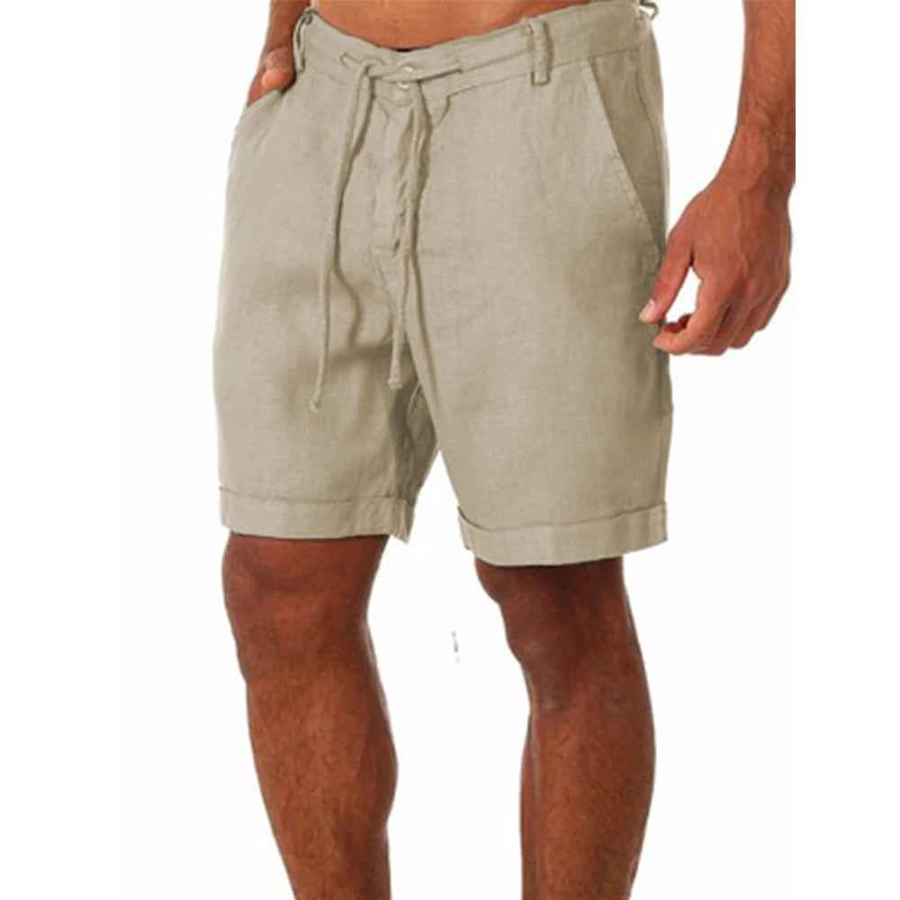 KB 2022 - Pantalones cortos de lino y algodón para hombre, transpirables, de verano, de color sólido, para fitness, tallas S-4XL