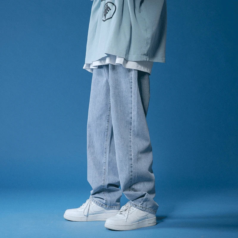 Pantalones vaqueros grandes para hombre, pantalones vaqueros para adolescentes, pantalones holgados, moda masculina, ropa de calle Trendyol coreana para hombre.