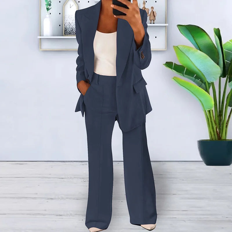 Conjuntos de 2 piezas de pantalón y blazer para mujer, moda de otoño, para oficina, formales, de chándal