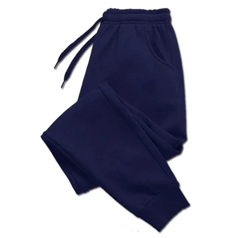 Pantalones deportivos casuales de forro polar para hombre, para otoño e invierno, para correr, gimnasio, color sólido, largos, para entrenamiento