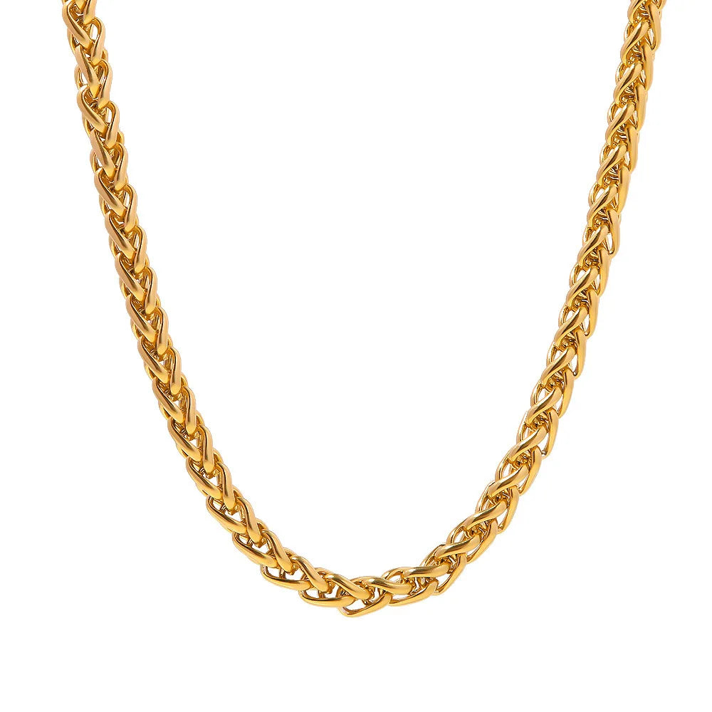 Stainless Steel Geometric Circle Grain Neckalces Bracelet Jewelry Set For Women Gold Color Metal 18 K Plated Collar