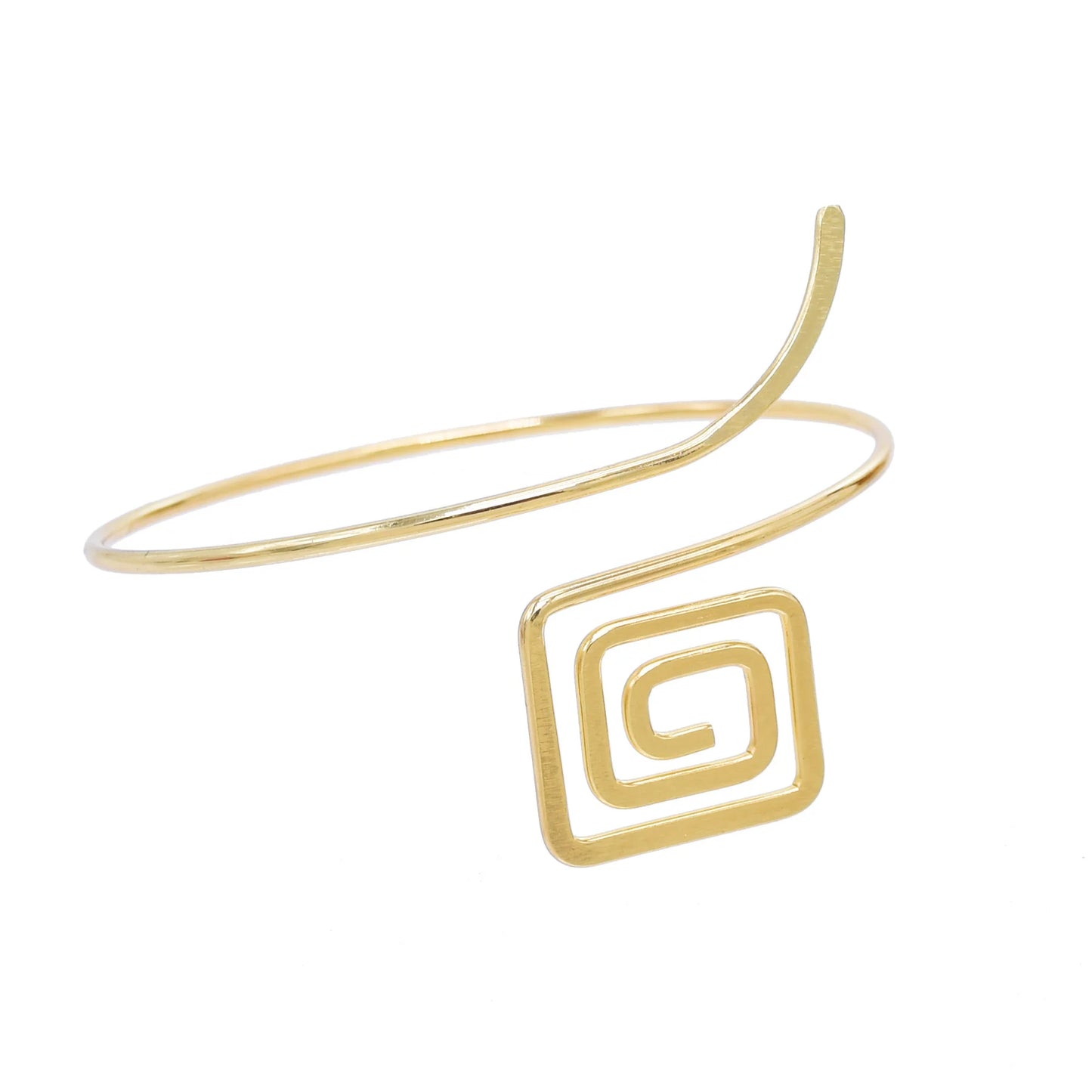 Gold Color Simple Line Butterfly Flower Open Bangles For Women Swirl Charm Armlet Greek Goddess Upper Arm Cuff Bracelet Jewelry