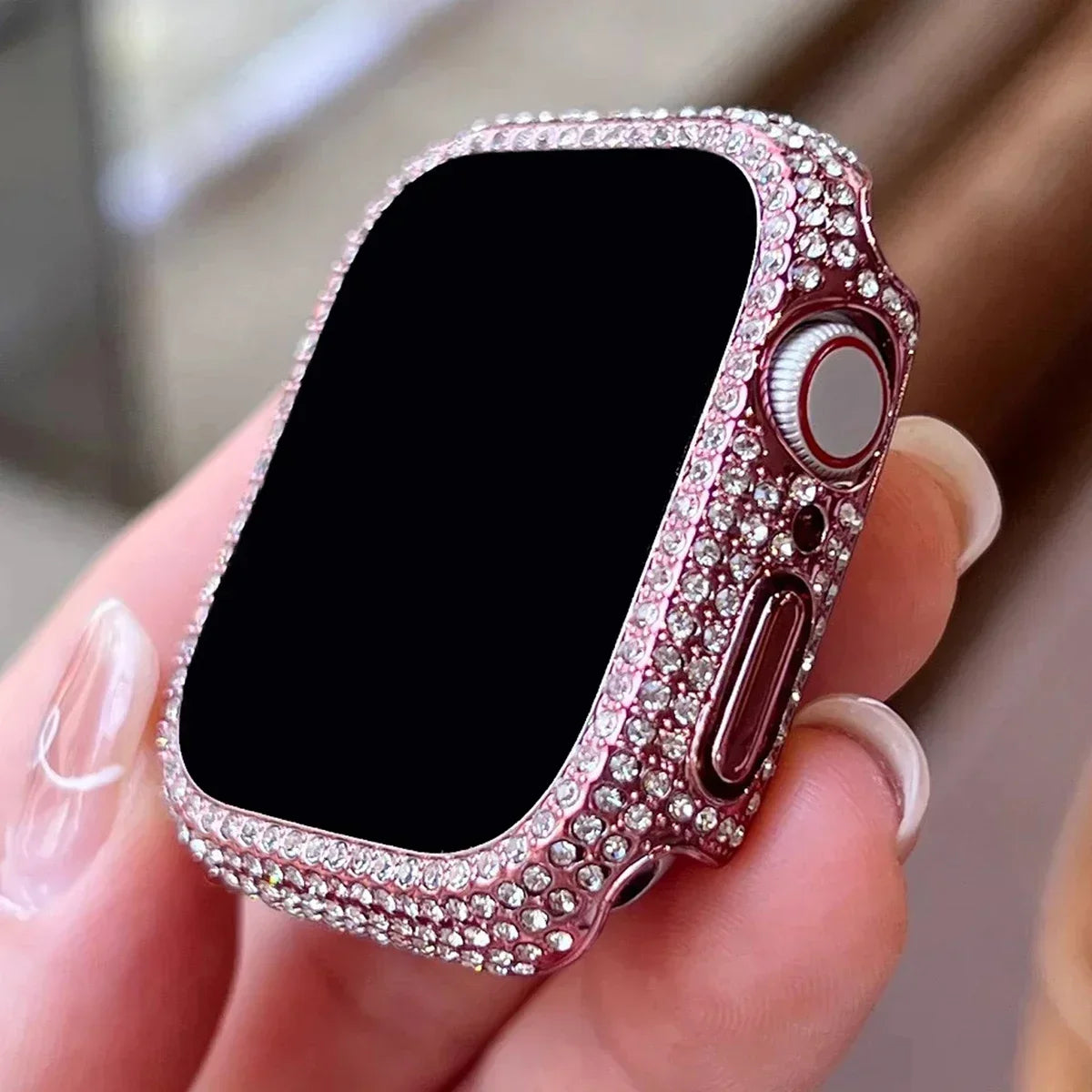 Protector de pantalla de cristal templado con decoración de diamantes de imitación para Apple Watch de 38/40/41/42/44/45/46 mm, serie SE/10/9/8/7/6/5/4/3/2
