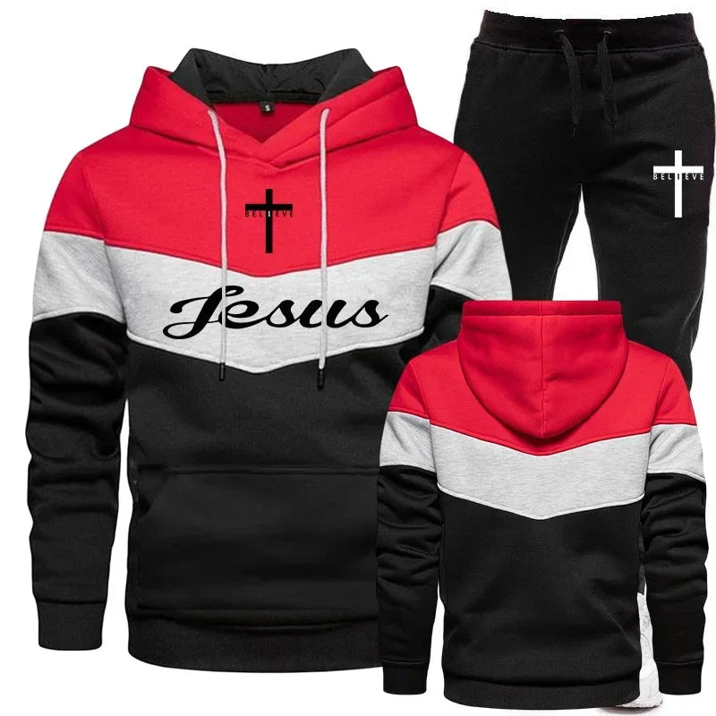 Chándal con capucha y pantalones deportivos con estampado de Jesús para hombre y mujer, de alta calidad, informal, para uso diario, 2024