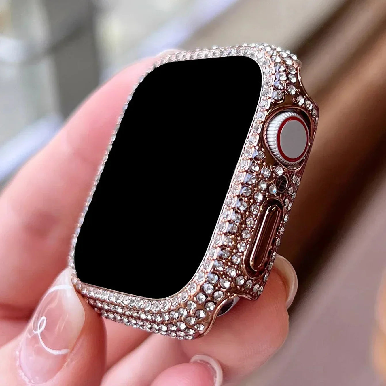 Protector de pantalla de cristal templado con decoración de diamantes de imitación para Apple Watch de 38/40/41/42/44/45/46 mm, serie SE/10/9/8/7/6/5/4/3/2