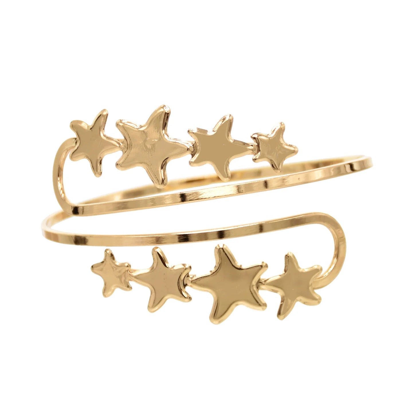 Gold Color Simple Line Butterfly Flower Open Bangles For Women Swirl Charm Armlet Greek Goddess Upper Arm Cuff Bracelet Jewelry