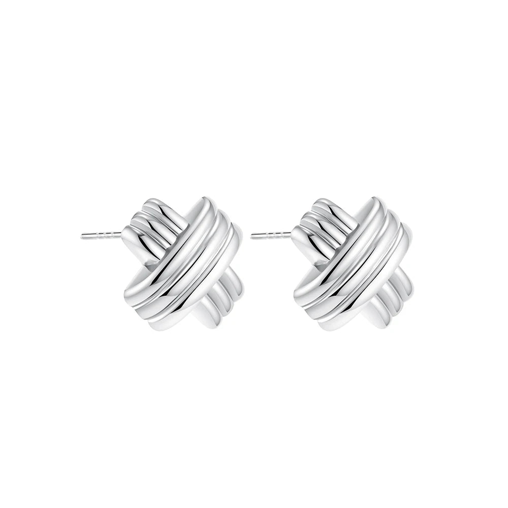 Vintage Texture Gold Plated Stainless Steel Earrings for Women Geometric Circle Twist Statement Earring Fashion Jewelry Bijoux