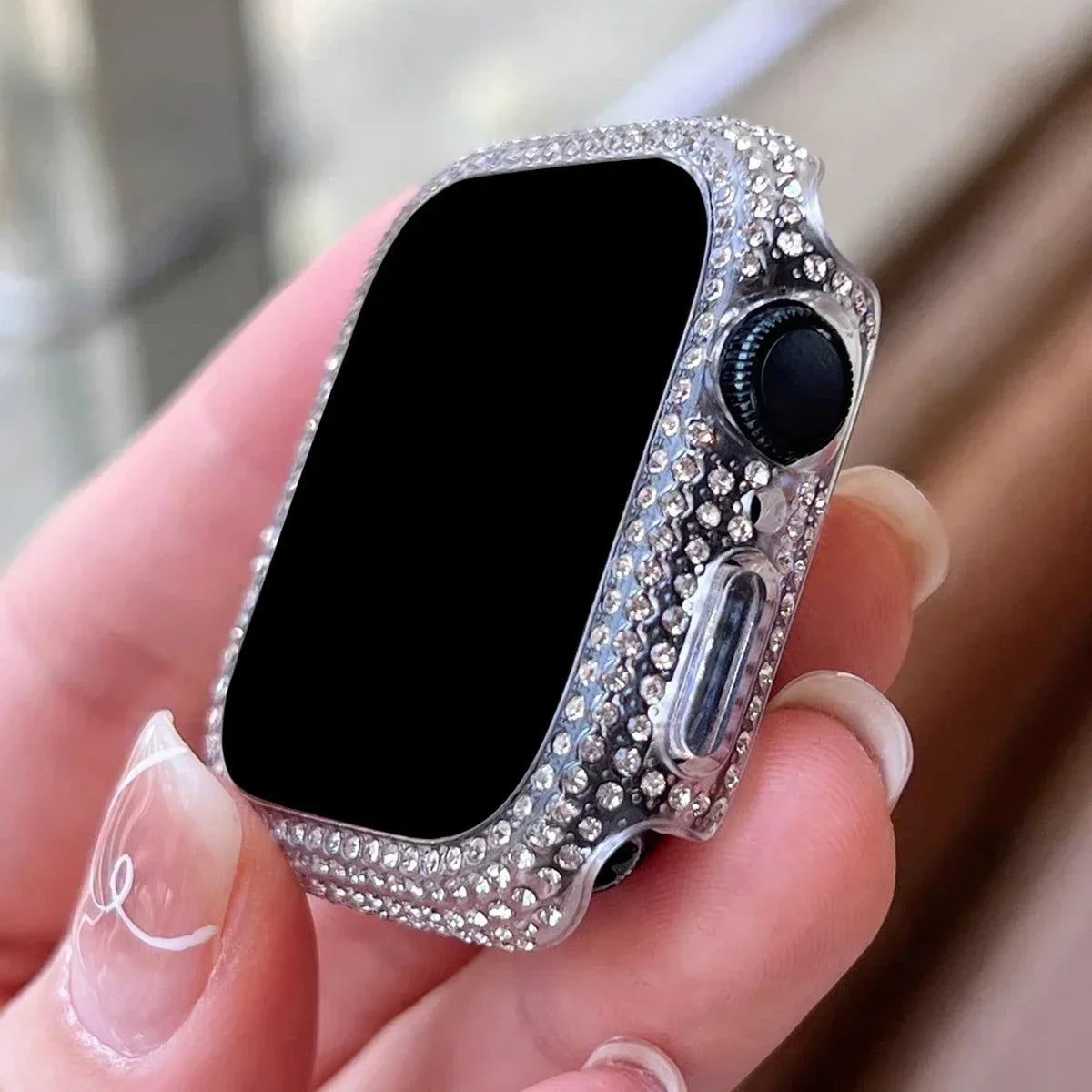 Protector de pantalla de cristal templado con decoración de diamantes de imitación para Apple Watch de 38/40/41/42/44/45/46 mm, serie SE/10/9/8/7/6/5/4/3/2