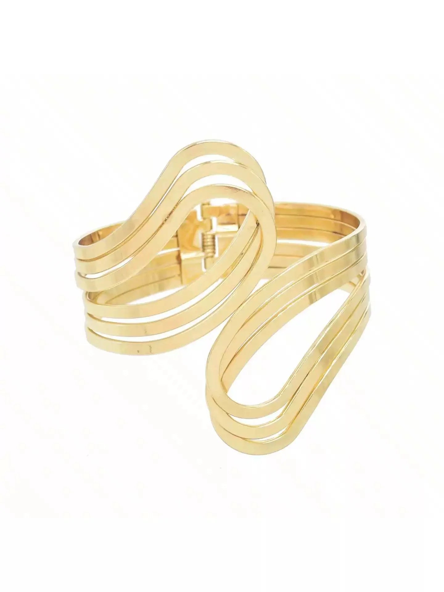 Gold Color Simple Line Butterfly Flower Open Bangles For Women Swirl Charm Armlet Greek Goddess Upper Arm Cuff Bracelet Jewelry