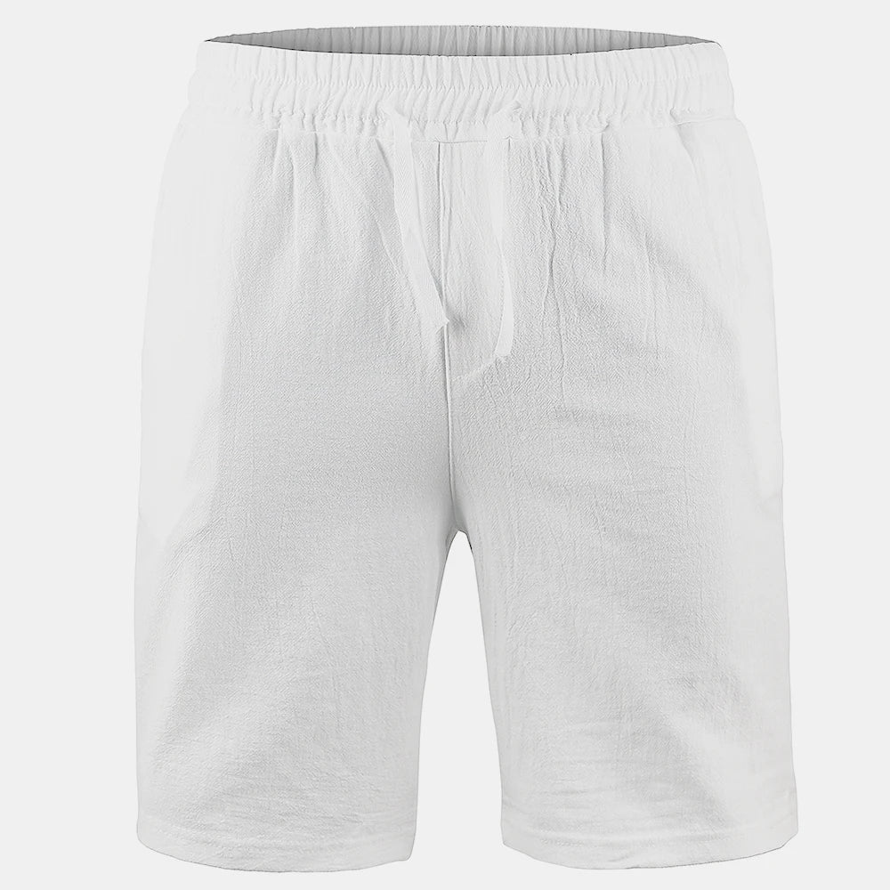 Pantalones cortos KB de lino y algodón para hombre, transpirables, de verano, de color liso, para fitness, tallas S-3XL