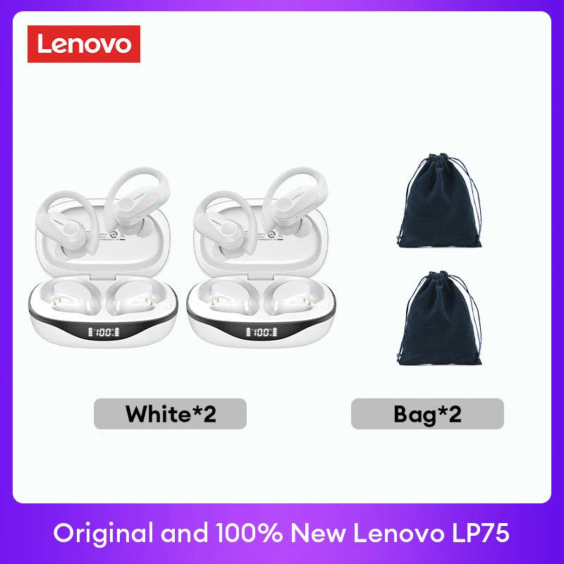 Auriculares originales Lenovo LP75 TWS Bluetooth V5.3, inalámbricos, con pantalla digital LED, reducción de ruido, resistentes al agua, nuevos.