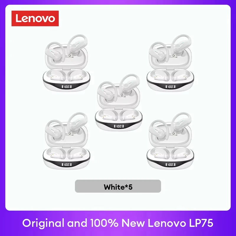 Auriculares originales Lenovo LP75 TWS Bluetooth V5.3, inalámbricos, con pantalla digital LED, reducción de ruido, resistentes al agua, nuevos.