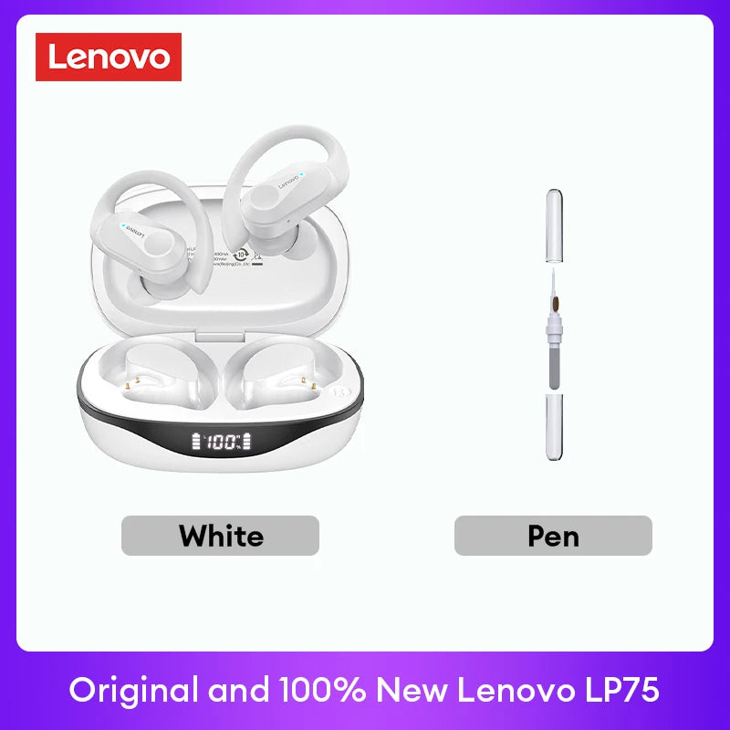 Auriculares originales Lenovo LP75 TWS Bluetooth V5.3, inalámbricos, con pantalla digital LED, reducción de ruido, resistentes al agua, nuevos.