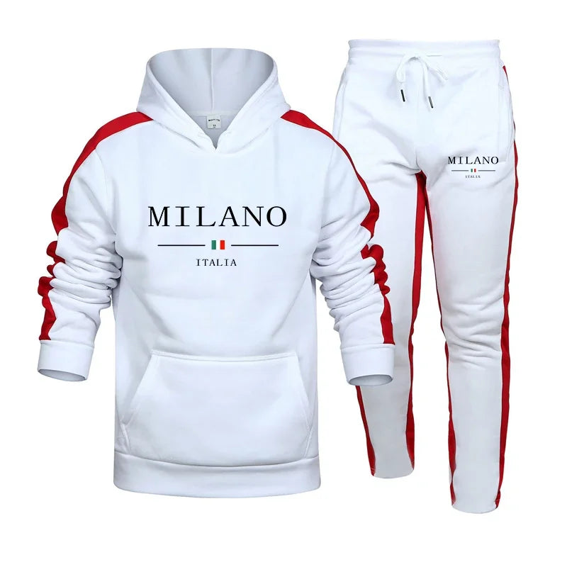 Chándal para hombre con estampado de Milán, sudadera informal con capucha, conjunto de 2 piezas para correr a diario, ropa deportiva para hombre, gran oferta, ropa de calle