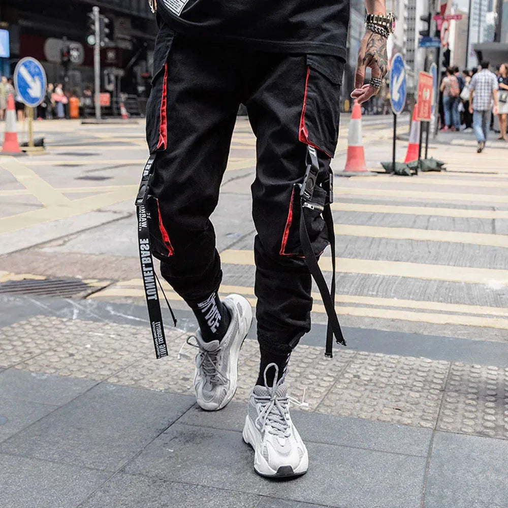 Pantalones cargo para hombre, con múltiples bolsillos y cintura elástica, estilo harén, estilo hip hop, informal, estilo lápiz, ropa técnica.