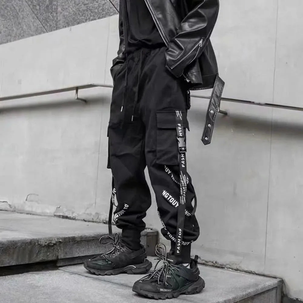 Pantalones cargo para hombre, con múltiples bolsillos y cintura elástica, estilo harén, estilo hip hop, informal, estilo lápiz, ropa técnica.