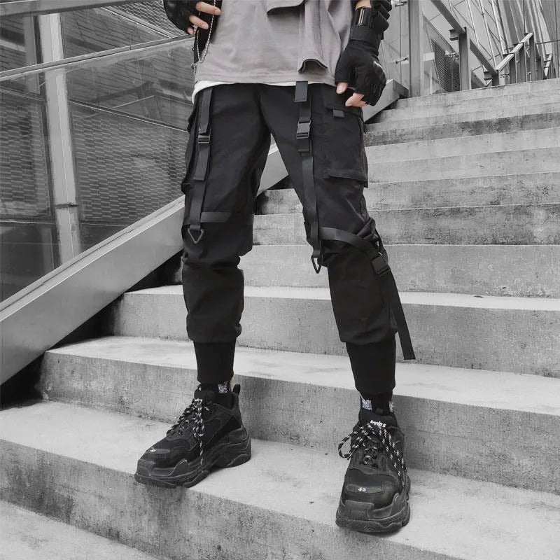Pantalones cargo para hombre, con múltiples bolsillos y cintura elástica, estilo harén, estilo hip hop, informal, estilo lápiz, ropa técnica.