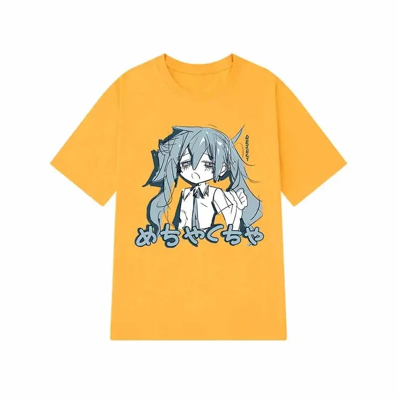 Camiseta de Anime japonés Y2K para mujer, ropa de calle holgada de algodón, camisetas informales de talla grande, camisetas de manga corta de hip-hop Harajuku, ropa para mujer