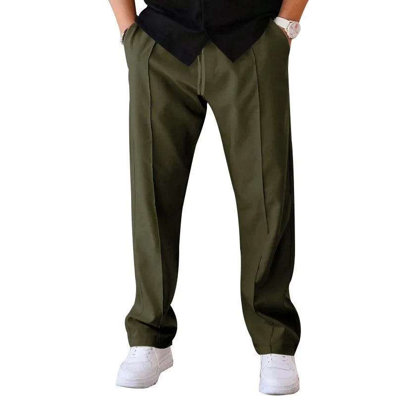 Pantalones finos holgados de pierna recta para hombre, informales, deportivos, de talla grande, estilo americano, para primavera y verano, 2025