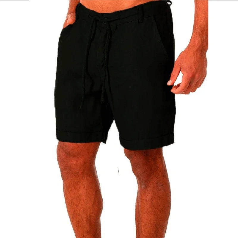 KB 2022 - Pantalones cortos de lino y algodón para hombre, transpirables, de verano, de color sólido, para fitness, tallas S-4XL