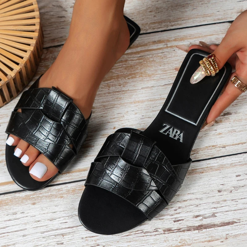Sandalias de diseño de lujo para mujer, 2025, nuevas, tejidas, cómodas, informales, planas, de verano