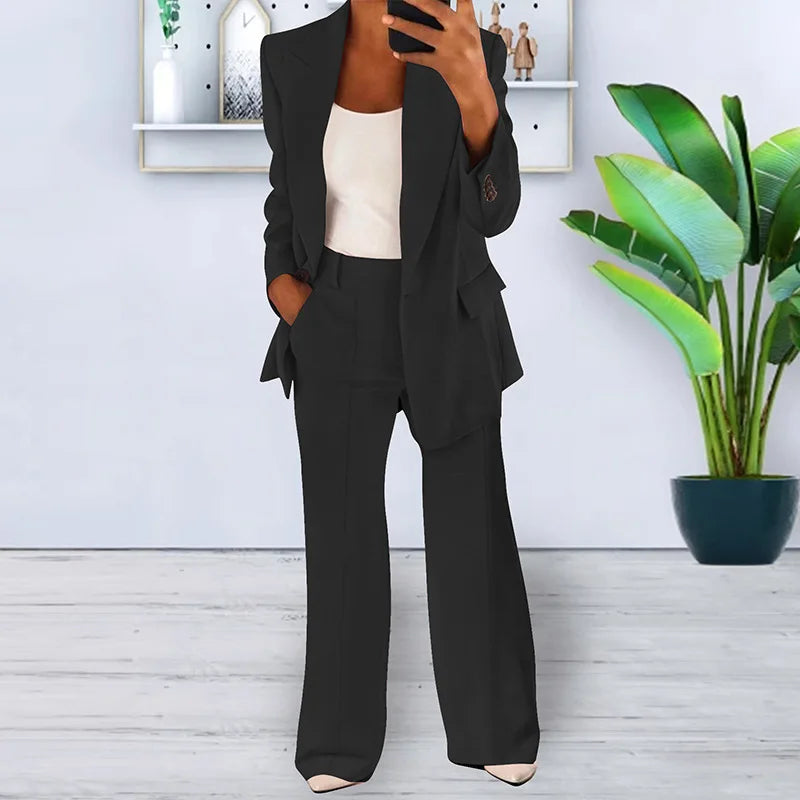 Conjuntos de 2 piezas de pantalón y blazer para mujer, moda de otoño, para oficina, formales, de chándal