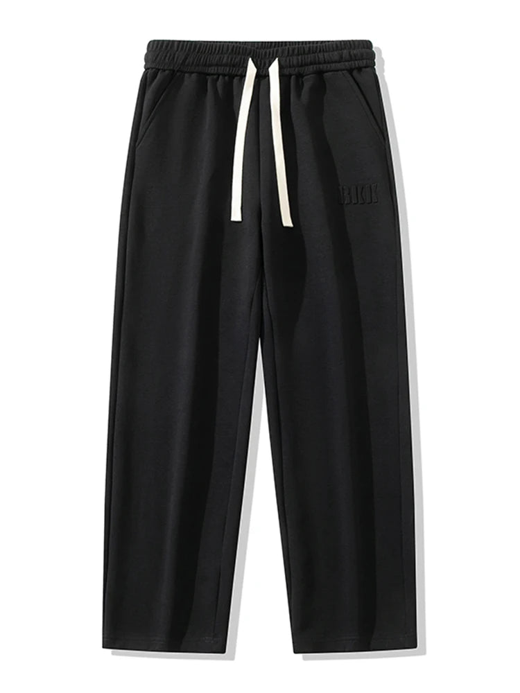 Pantalones deportivos rectos de algodón para hombre, de pierna ancha, con cordón y letras, holgados, informales, largos, talla grande 8XL