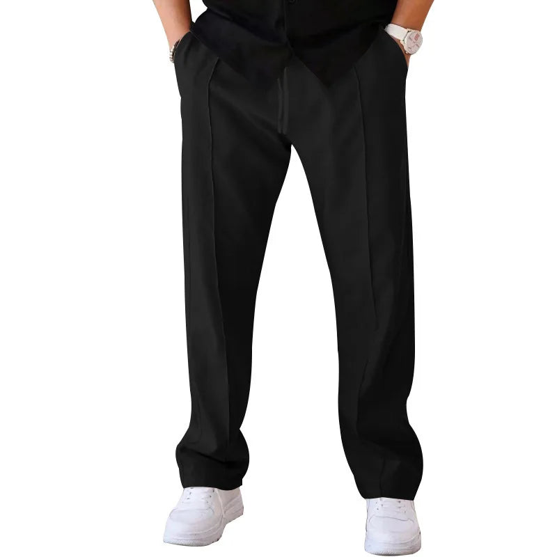 Pantalones finos holgados de pierna recta para hombre, informales, deportivos, de talla grande, estilo americano, para primavera y verano, 2025