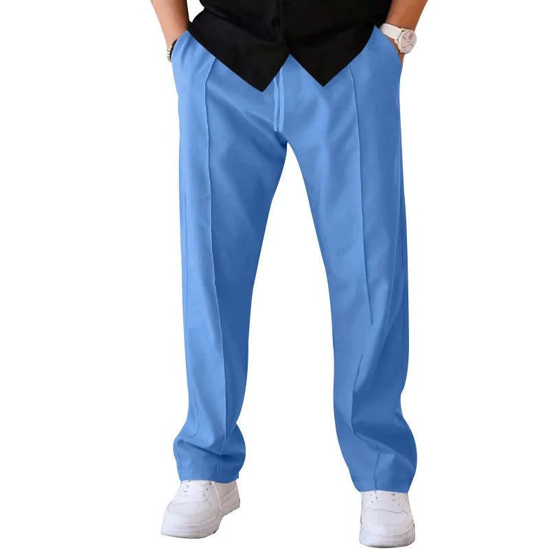 Pantalones finos holgados de pierna recta para hombre, informales, deportivos, de talla grande, estilo americano, para primavera y verano, 2025