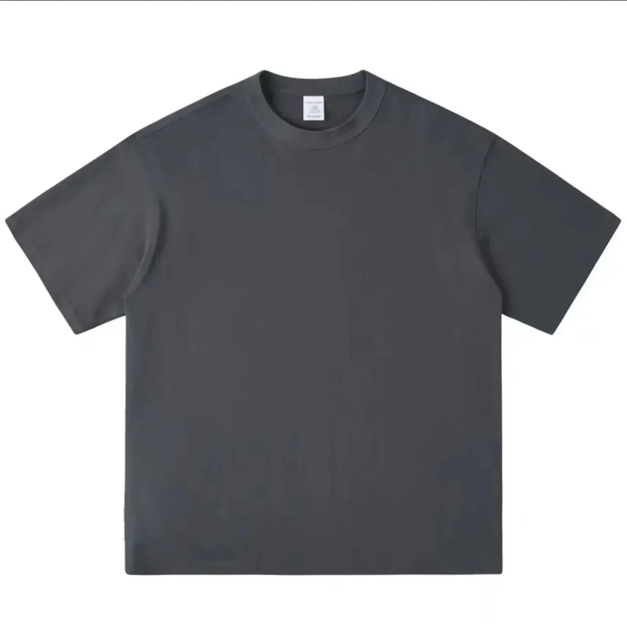 Camiseta de algodón puro resistente, negra y blanca, de 500 g, con cuello redondo, hilo grueso, manga corta y tres agujas.