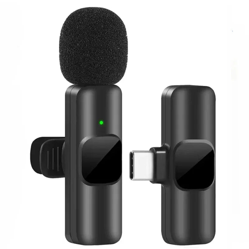 Micrófono de solapa inalámbrico portátil para grabación de audio y video, mini micrófono para iPhone, Android, transmisión en vivo, teléfono para juegos con recepción