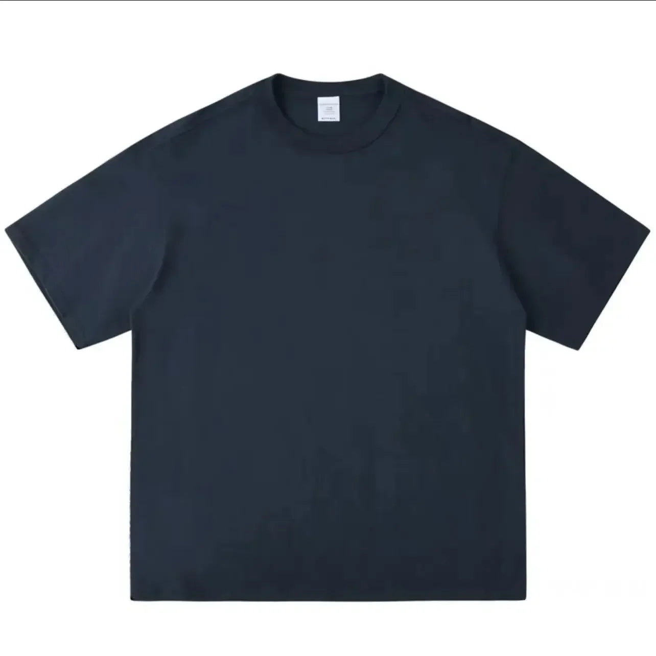 Camiseta de algodón puro resistente, negra y blanca, de 500 g, con cuello redondo, hilo grueso, manga corta y tres agujas.