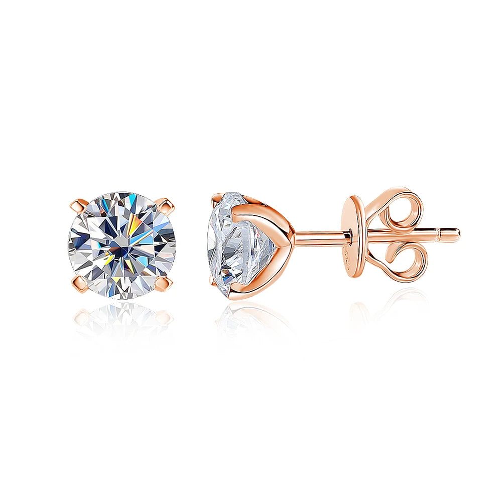 KNOBSPIN Moissanite Earring 0.2-2ct D VVS1 GRA Certified Lab Diamond 4 Claw s925 Sterling Silver Stud Earrings for Women Man