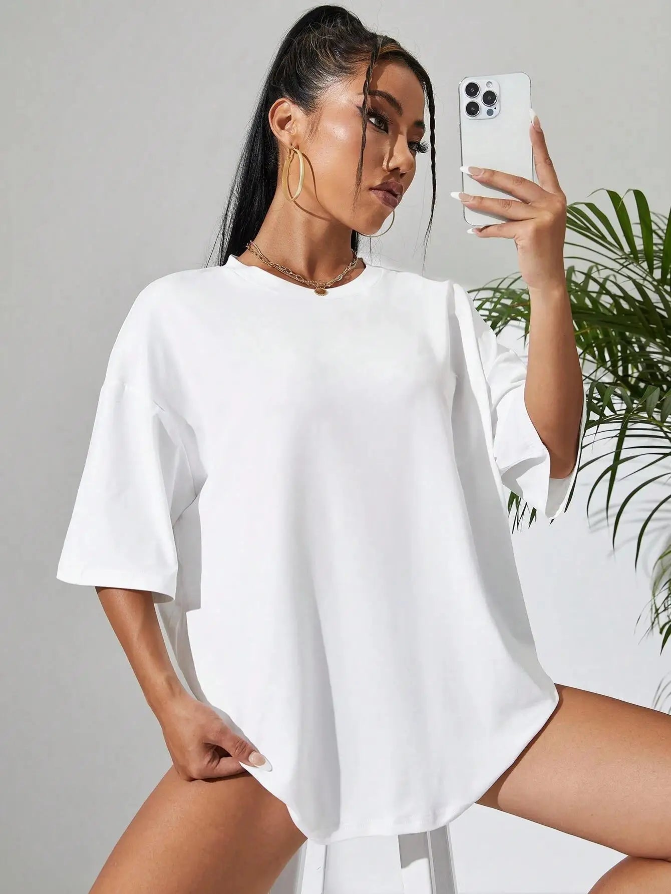 Camiseta de algodón de color liso para verano, camisetas de hip hop para mujer, camisetas casuales de algodón de manga corta, camisetas cómodas de moda