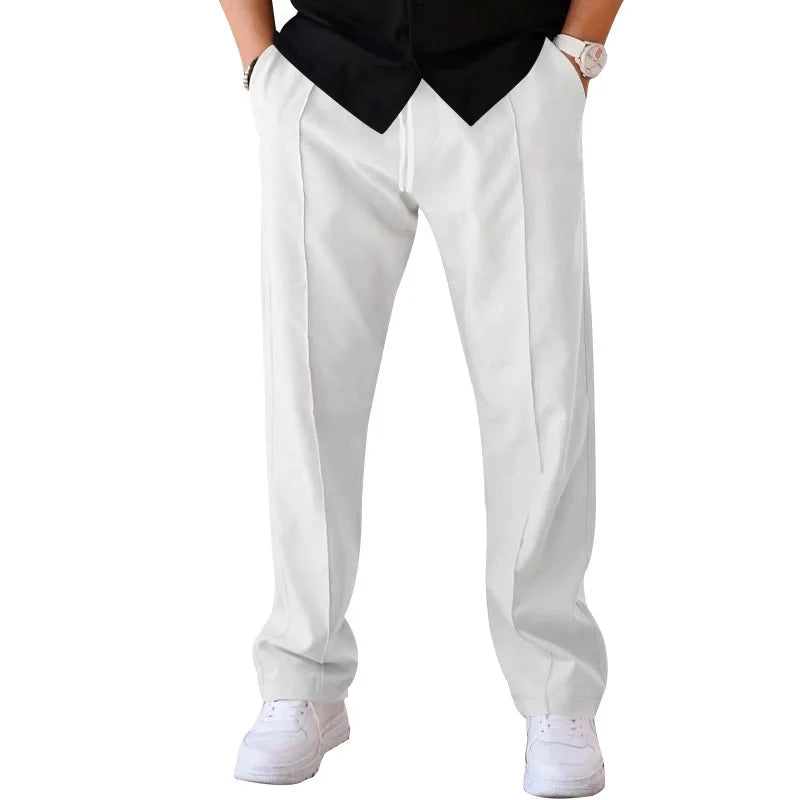 Pantalones finos holgados de pierna recta para hombre, informales, deportivos, de talla grande, estilo americano, para primavera y verano, 2025