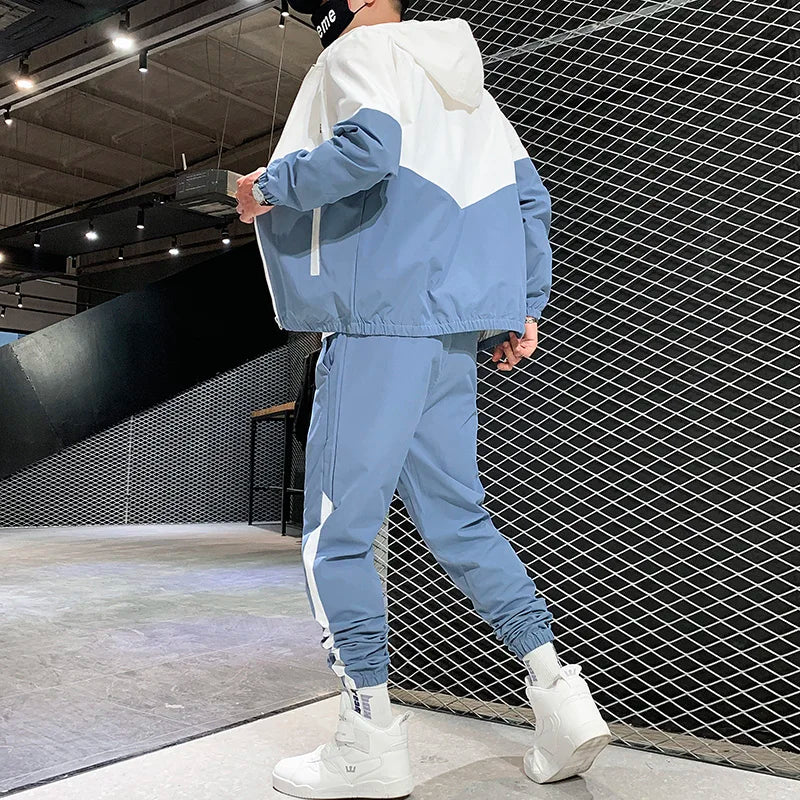 Chándal informal para hombre, conjunto de 2 piezas con capucha, chaqueta y pantalones, estilo hip hop, para correr, 2025 