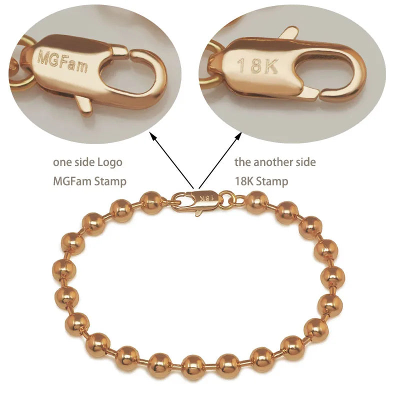 MGFam (20cm x 6mm) NEW ARRIVAL Smooth Beads Bracelet Jewelry Fashion Gold Color 18 K Lead and Nickel Free