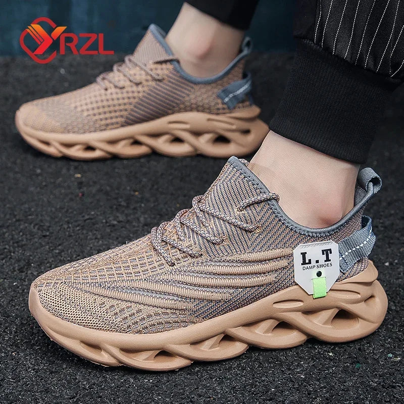 YRZL - Zapatillas deportivas negras para correr para hombre, informales, de malla transpirable para exteriores, ligeras, con absorción de impactos, para tenis negros 