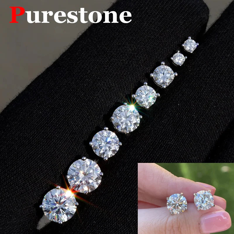 Premium 0.5ct-2ct Moissanite Earring For Women Classic Original 925 Sterling Silver Jewelry Moissanite Diamond Stud Earring