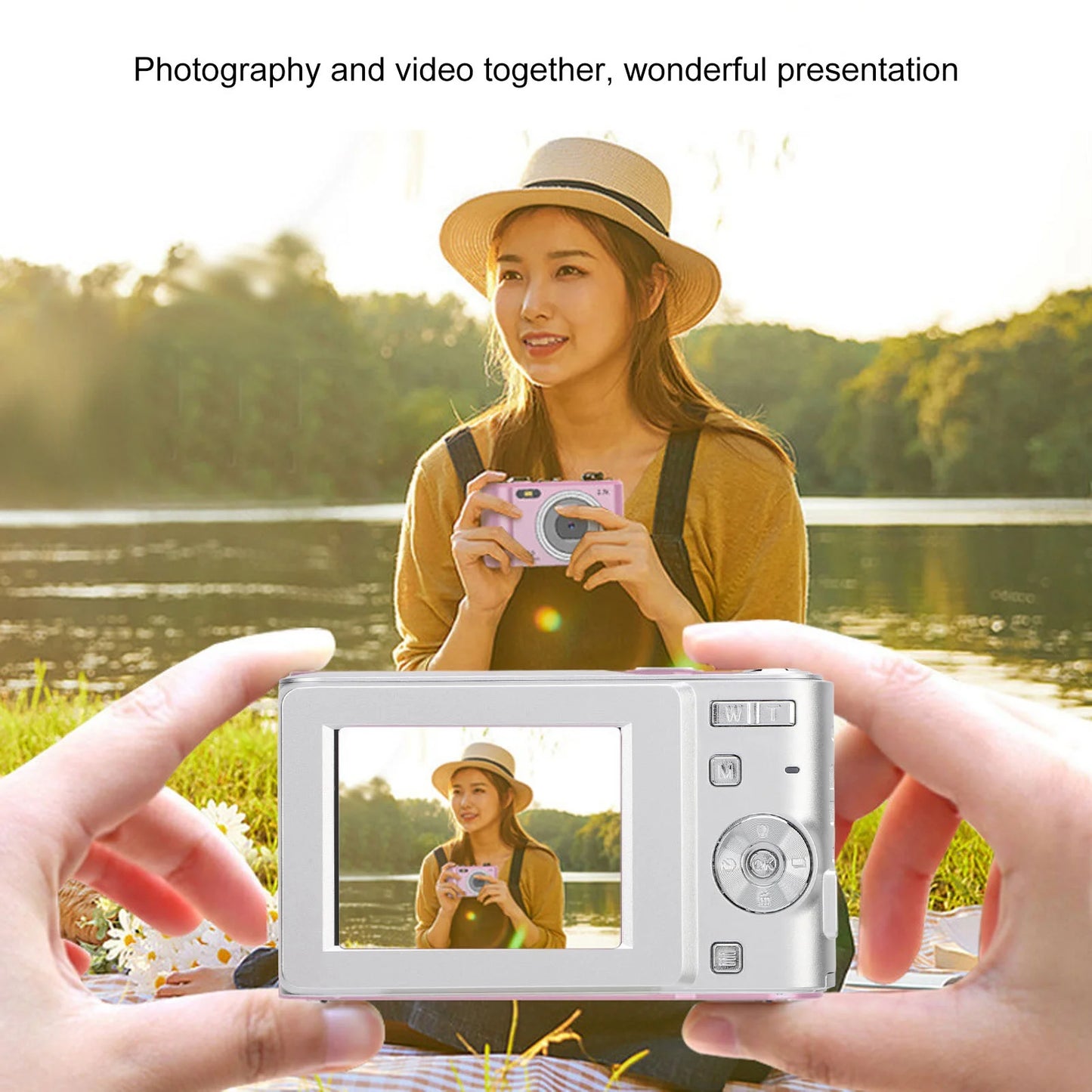 Cámara digital FHD 1080P con zoom de 16X, toma de fotos pequeñas, evita vibraciones, súper nítida para estudiantes y viajes. 