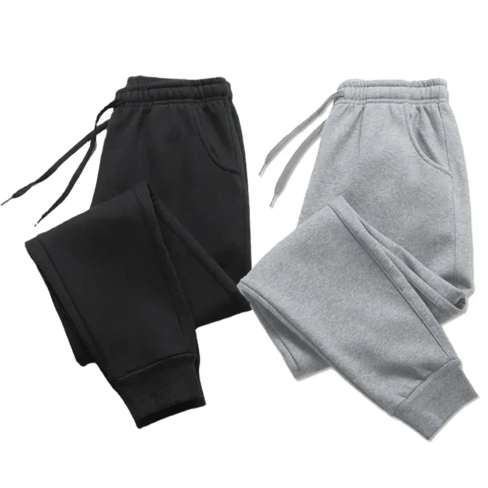 Pantalones deportivos casuales de forro polar para hombre, para otoño e invierno, para correr, gimnasio, color sólido, largos, para entrenamiento 