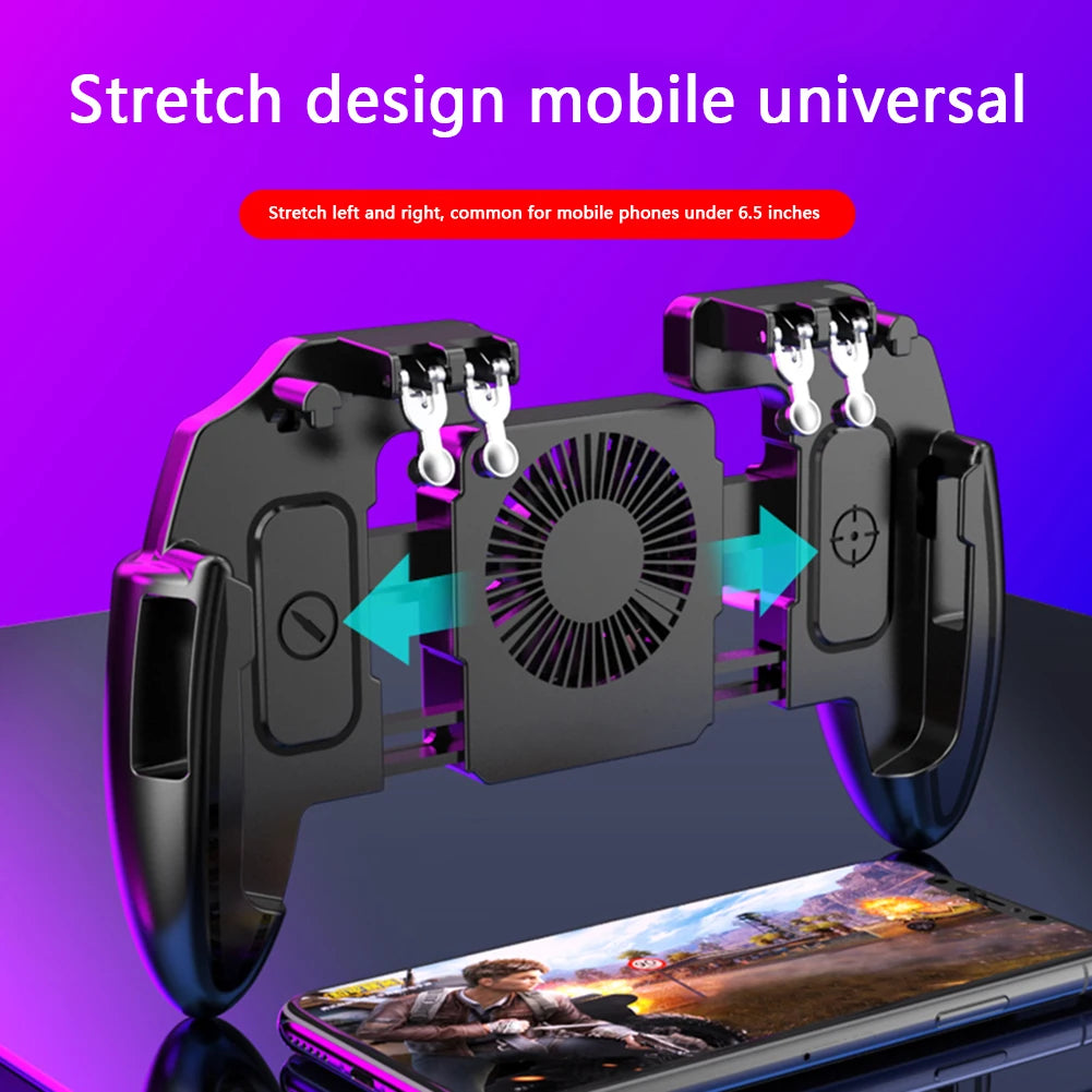 Para el controlador de joystick móvil PUBG, gatillo L1R1, gamepad para iOS y Android, seis dedos, Call of Duty Mobile, ventilador de refrigeración. 
