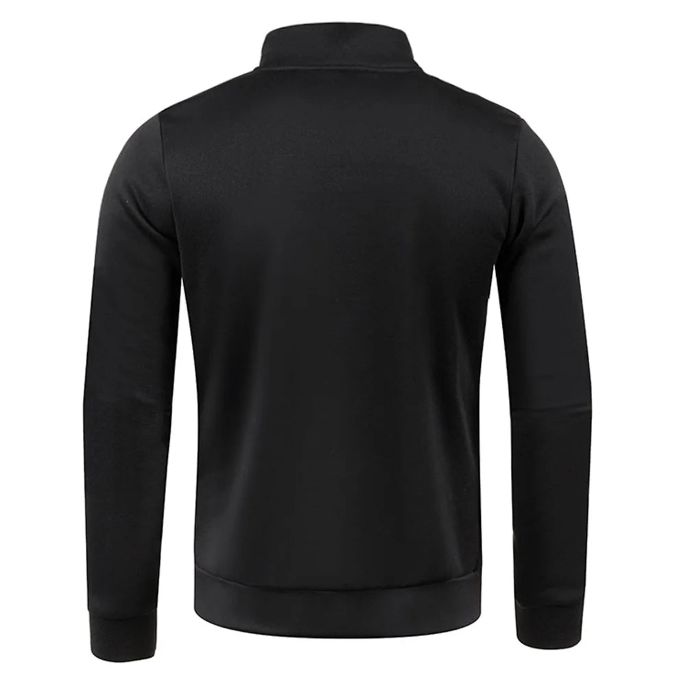 Sudadera para hombre, jersey de primavera más grueso, jersey con media cremallera para hombre, sudadera con capucha para exteriores, sudadera de otoño, jersey de cuello alto de color liso 