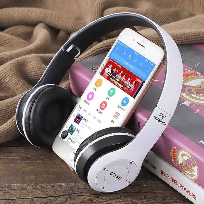 Auriculares estéreo P47 5.0 con Bluetooth, plegables, inalámbricos, para juegos deportivos, para iPhone y XiaoMi 