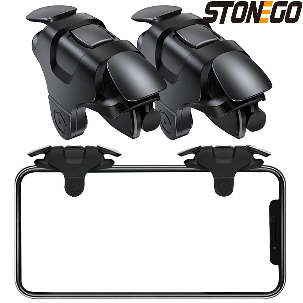 STONEGO - 1 par de disparadores para juegos de teléfono móvil para PUBG, apuntar, disparar, L1, R1, botón ABS para mando universal. 