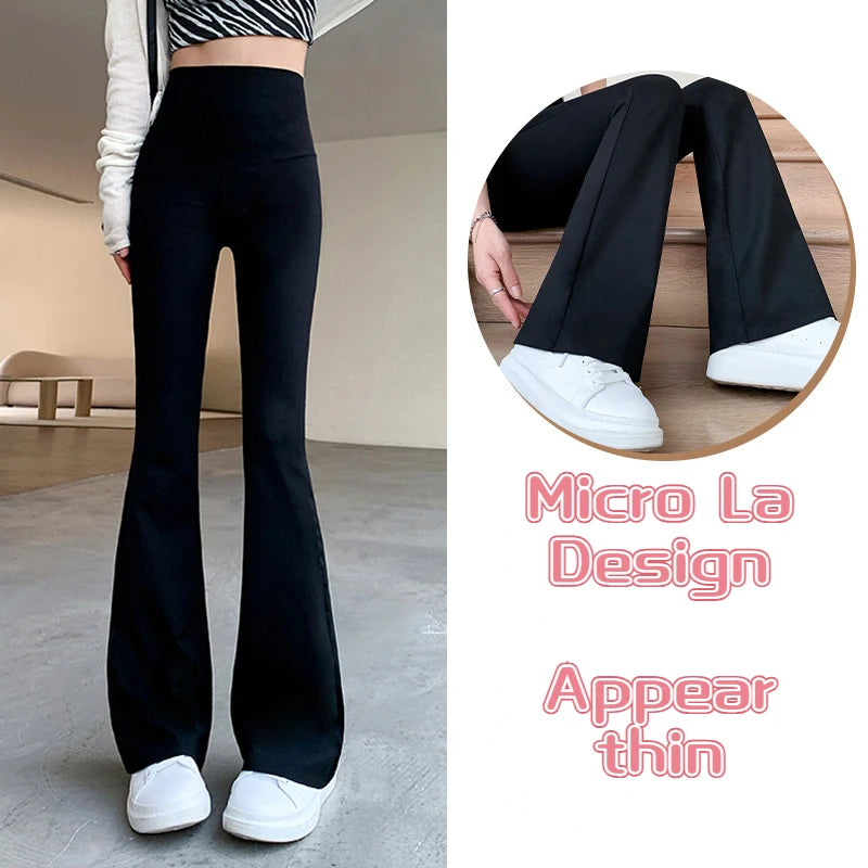 Pantalones acampanados ajustados de cintura alta para mujer, pantalones acampanados sexis de tiburón, moda informal, leggings ajustados con realce de glúteos elásticos 