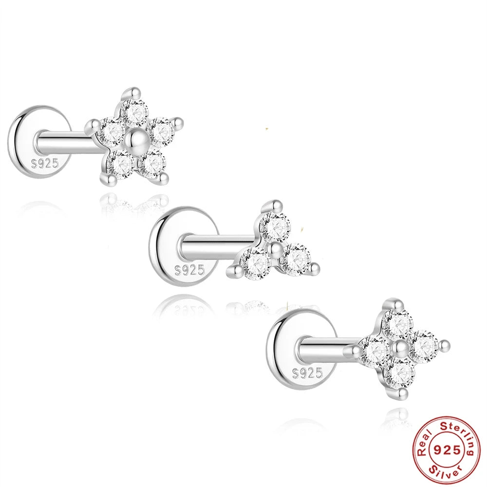 AIDE 925 Sterling Silver 1PC Mini Moissanite Four-Claw Screw Stud Earrings Casual Design DIY INS Ear Studs For Lady Jewelry