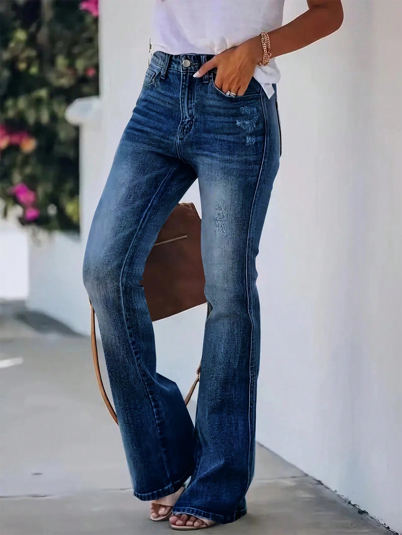 Nuevos pantalones vaqueros ajustados de cintura alta para mujer